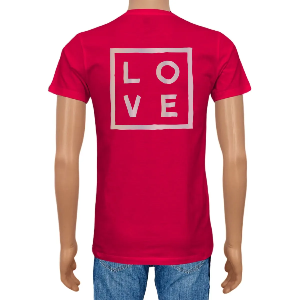 Men's T-shirt Cotton Plain V-Neck Cherry red Electric Print Logo - Love Concept Store